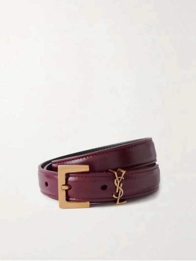 ベルト Saint Laurent Hammered Leather Belt Saint Laurent YSL Buckle Leather Belt | Neiman Marcus