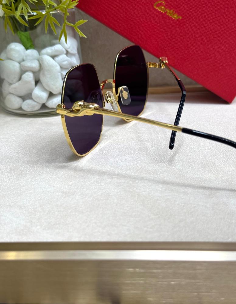 Panthère de Cartier black and gold metal frame sunglasses E