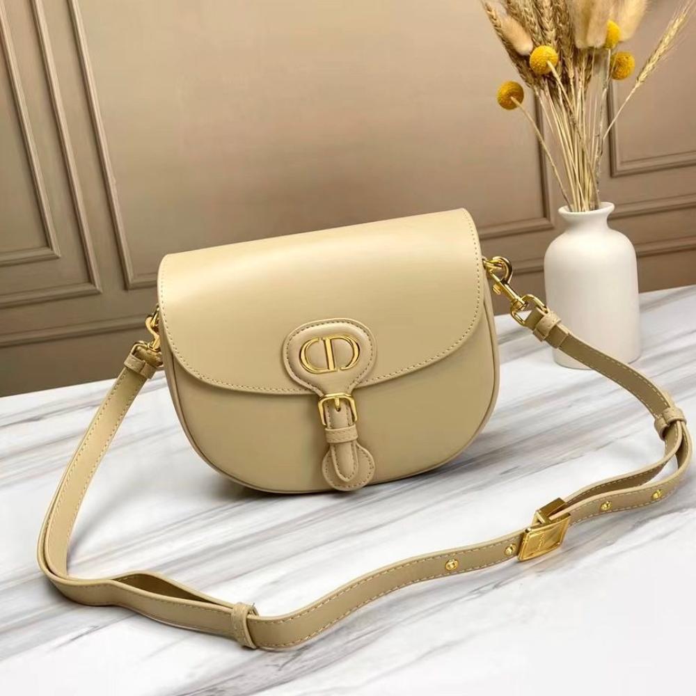 Dior Bobby Women's Elegant Leather Bag in Beige with Gold Metal