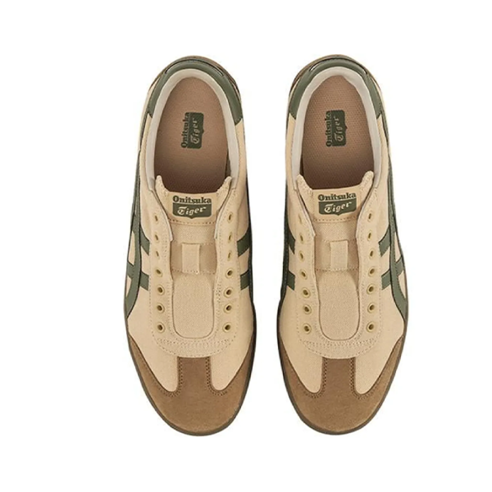 シャネル Onitsuka Tiger Slip-On Flat Shoes Beige Brown Olive - E