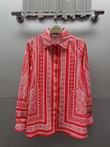 Hermes Women's Red Long Sleeve Embroidered Shirt - E-SEVEN STORE