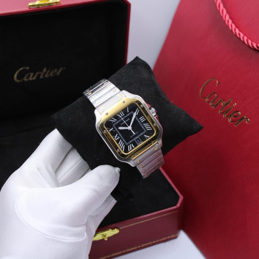 Cartier Stones Men's Watch, Metal, Gold, Silver, Black
