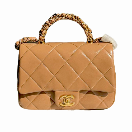 【品格が香るミニエレガンス】CHANEL タッセル バッグ ブラウン クラシック ミニ バッグ - ラムスキン、コーラル — ファッション