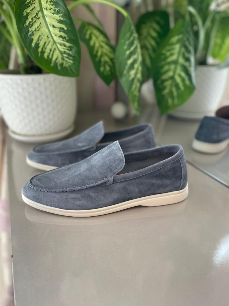 ブルガリ Loro Piana Men's Flat Shoes, Dark Grey - E-SEVEN STORE