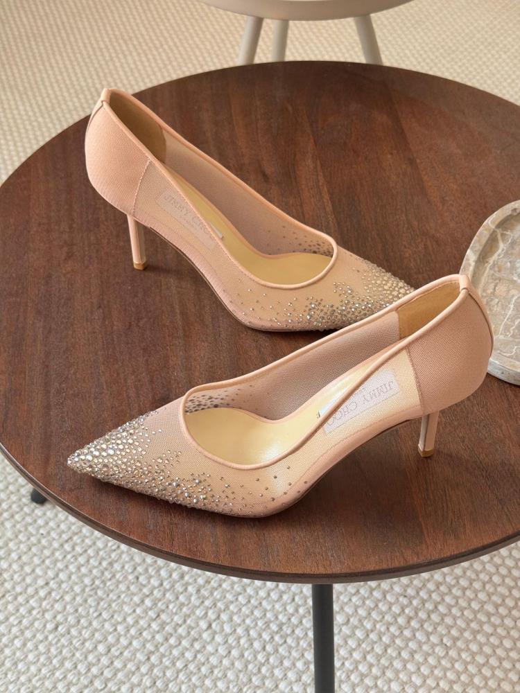 Jimmy Choo Women's Beige Rhinestone Sandal - E-SEVEN STORE