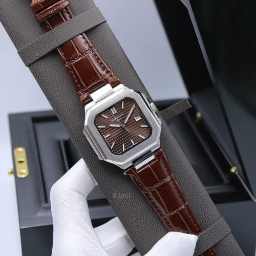 PATEK PHILIPPE ブラウン レザーベルト Patek Philippe Nautilus Men's Watch, Luxury Brown Leather - E