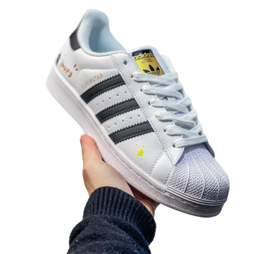 Adidas Superstar sports shoes in white with colorful graphics - E-SEVEN  STORE