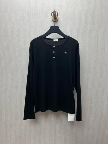 Celine long-sleeved blouse in black with a button-down collar - E