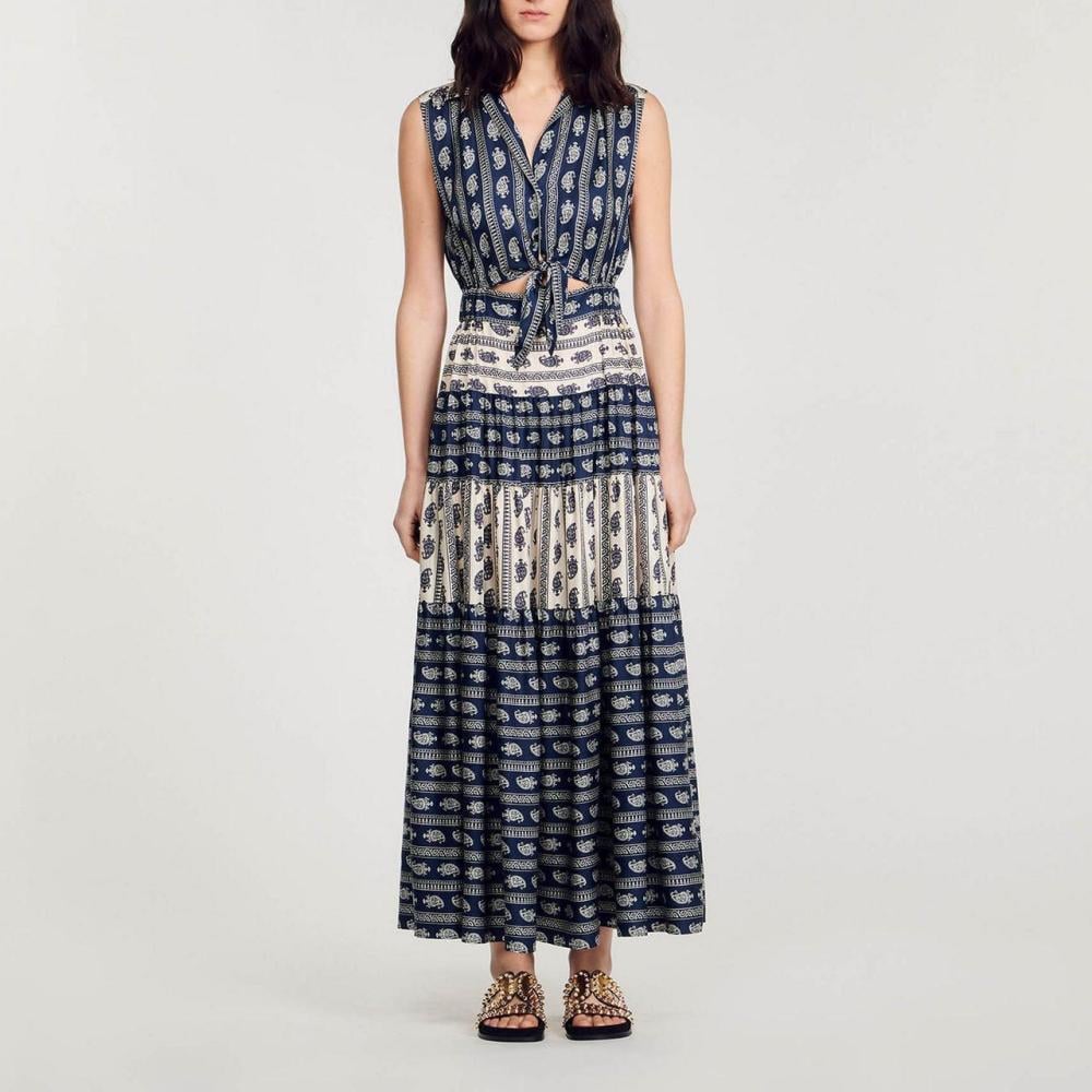 Sandro summer sporty open dress with a distinctive pattern