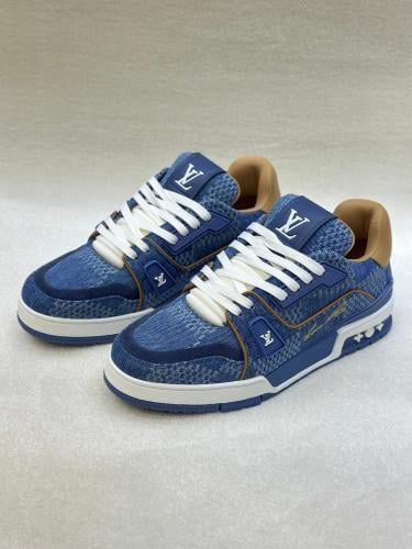 Louis Vuitton LV Trainer Denim Blue Sneakers | ESEVEN STORE