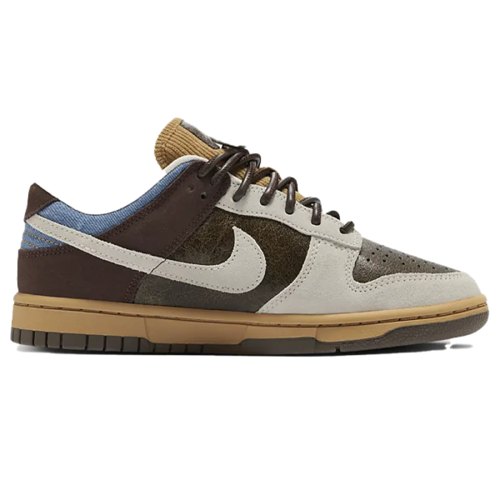 Brown and Dark Green Nike Dunk Low Love and Peace Flat Shoes