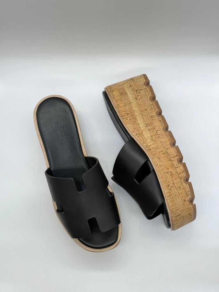 HERMES / スタッズ/パンプス/36/BLK/スウェード Women's Sabo Hermes Black Practical Sandal - E-SEVEN STORE