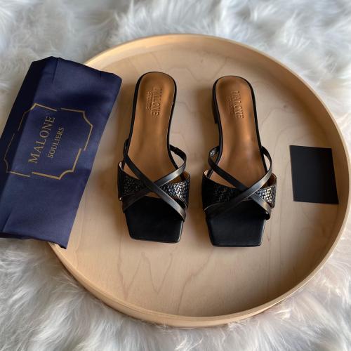 Luxury Malone Women's Black Flat Comfort Slipper - E-SEVEN STORE