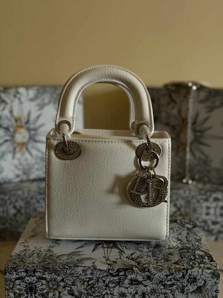 Dior Metallic Silver Bag Mini Lady Dior Silver Dior Lady D Small