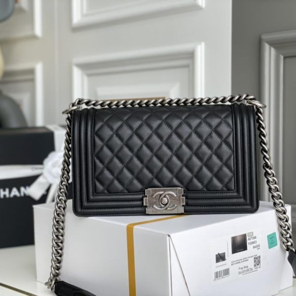 Chanel Boy Medium Women's Bag 25cm with Flap, Black and