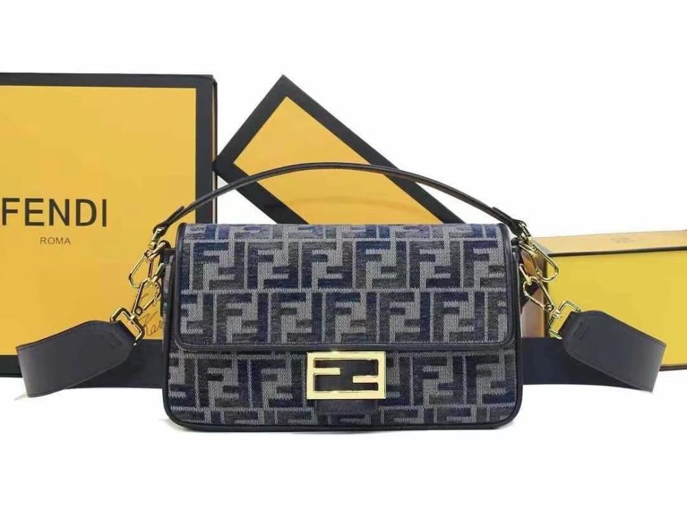 Fendi FF logo flap bag with shoulder strap in black