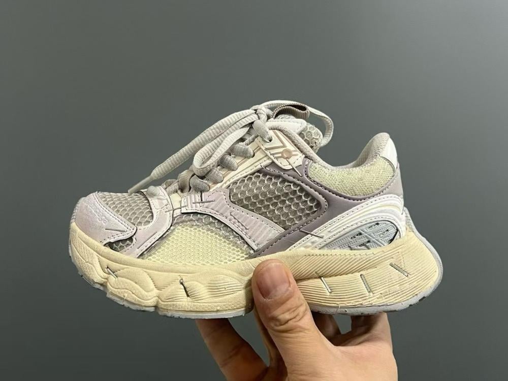 Balenciaga Kids Mesh Lace-Up Sneaker Ivory Grey - E-SEVEN STORE