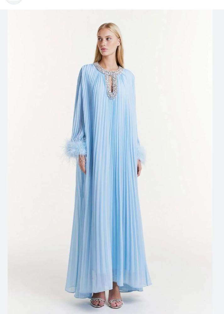 ドレス Self-Portrait Feather Sleeve Embellished Collar Dress in