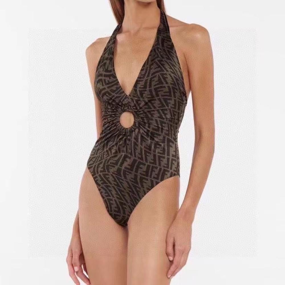 Fendi Vertigo FF Women's One-Piece Bikini in Brown