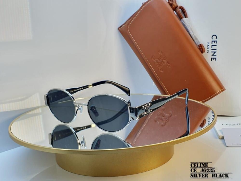 Celine Round Sunglasses in Black and Silver