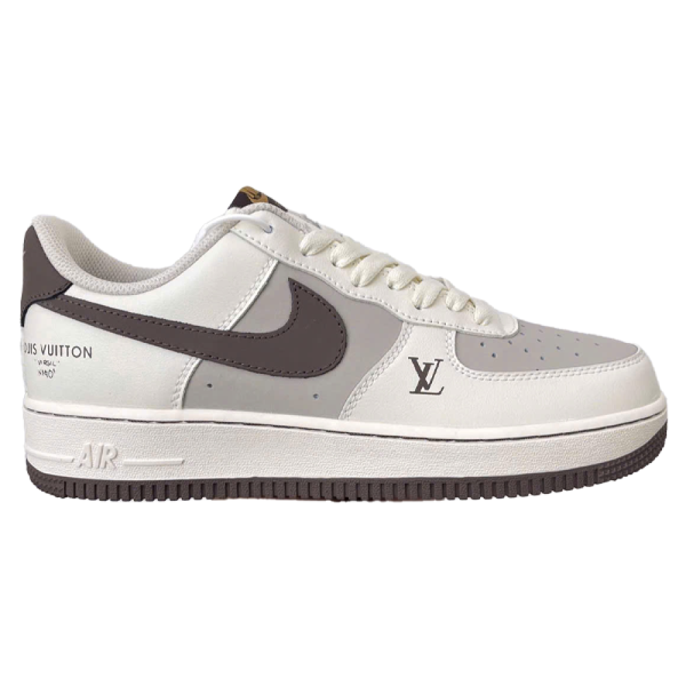 سبورت سنيكر للجنسين اير فورس1 × لويس فيتون بلون رمادي وبني