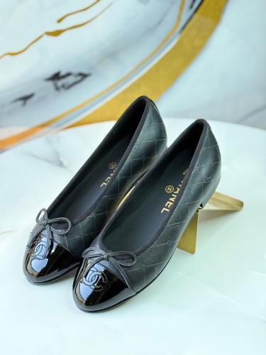 Chanel women's flat ballerina shoes in black with elegant patterns
