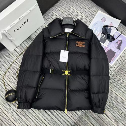 Celine Women's Winter Puffer Jacket with Gold Triumph Logo and
