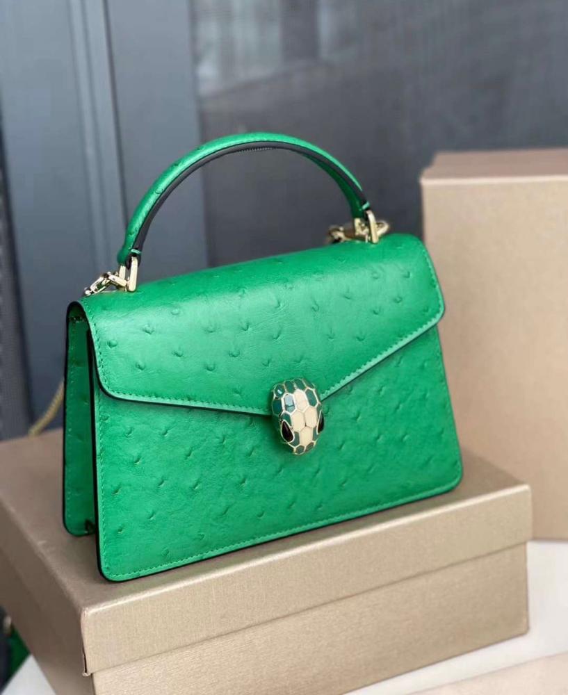 Bulgari high quality women's bag, green color - E-SEVEN STORE