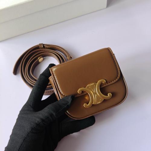 Celine Cloud Mini Shoulder Bag in Brown with Gold Logo - E-SEVEN STORE