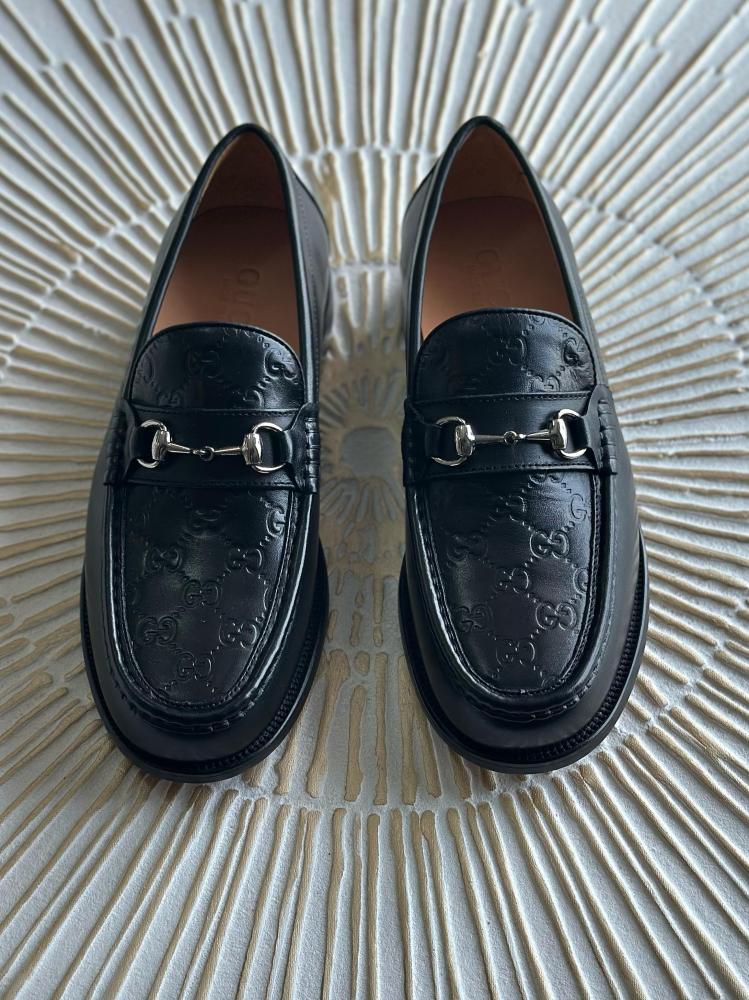 【第1位獲得！】 in Shoes Slip-On Leather Men's GG Monogram Gucci Black E - 靴