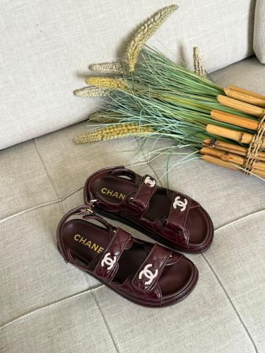 12345 専用 Chanel flat sandal in burgundy leather | ESEVEN STORE