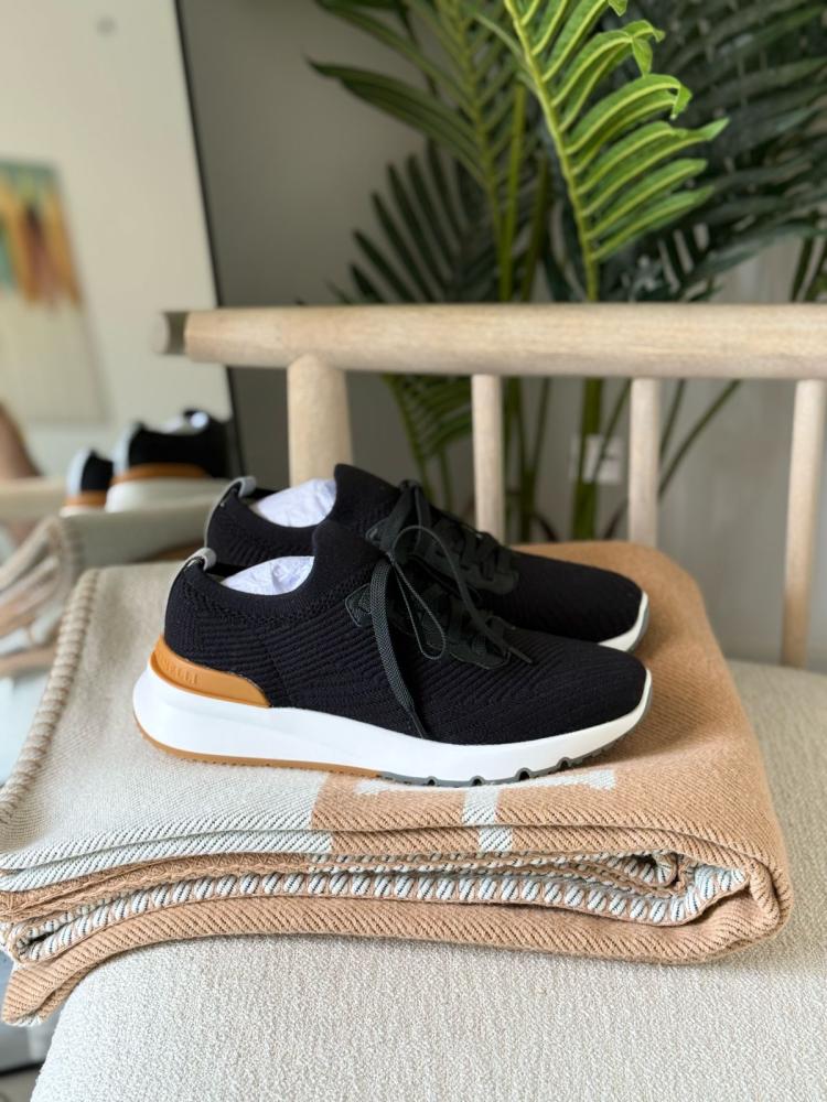 Brunello Cucinelli Men's Canvas Sneakers in Black and Honey