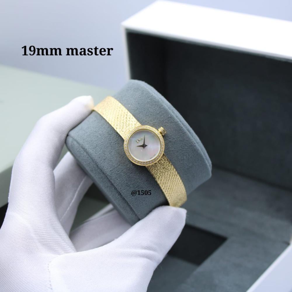 Dior Lady Watch, Gold Watch with Round Frame and White Dial