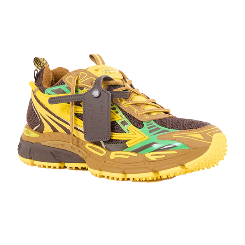 Off-White Be Right Back Unisex Mesh Sneakers, Brown and Yellow - E