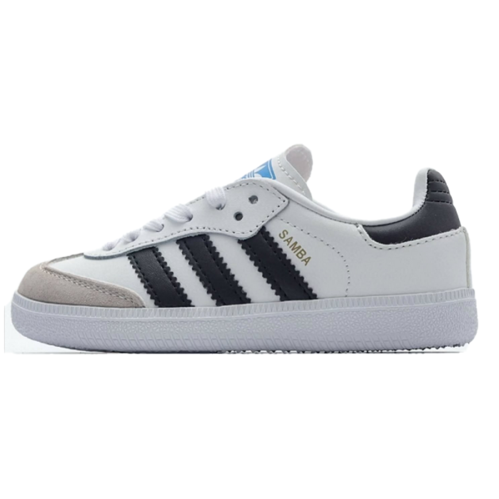 شوز اديداس سامبا للاولاد ابيض بخطوط سوداء