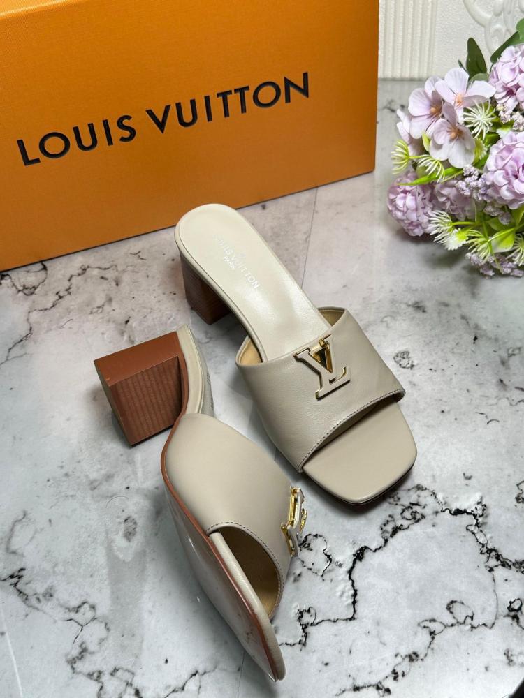 Louis Vuitton Capri strapless sandal in gray with gold logo