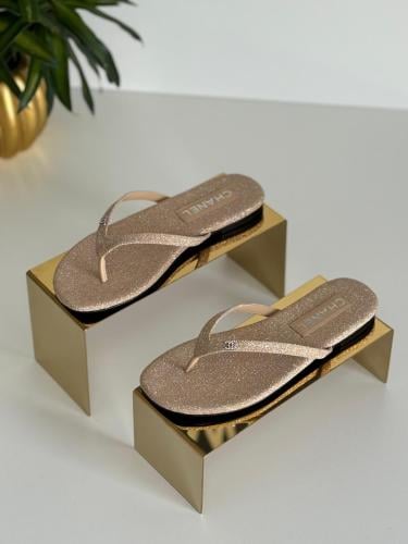 ステラ Chanel Women's Open Sandal in Beige with Glitter - E-SEVEN STORE