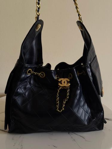 え Hermes Hair Bag Women's Canvas Bag, White Black - E-SEVEN STORE
