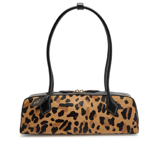 Alaya Tequila bag with large straps, black and brown leopard print
