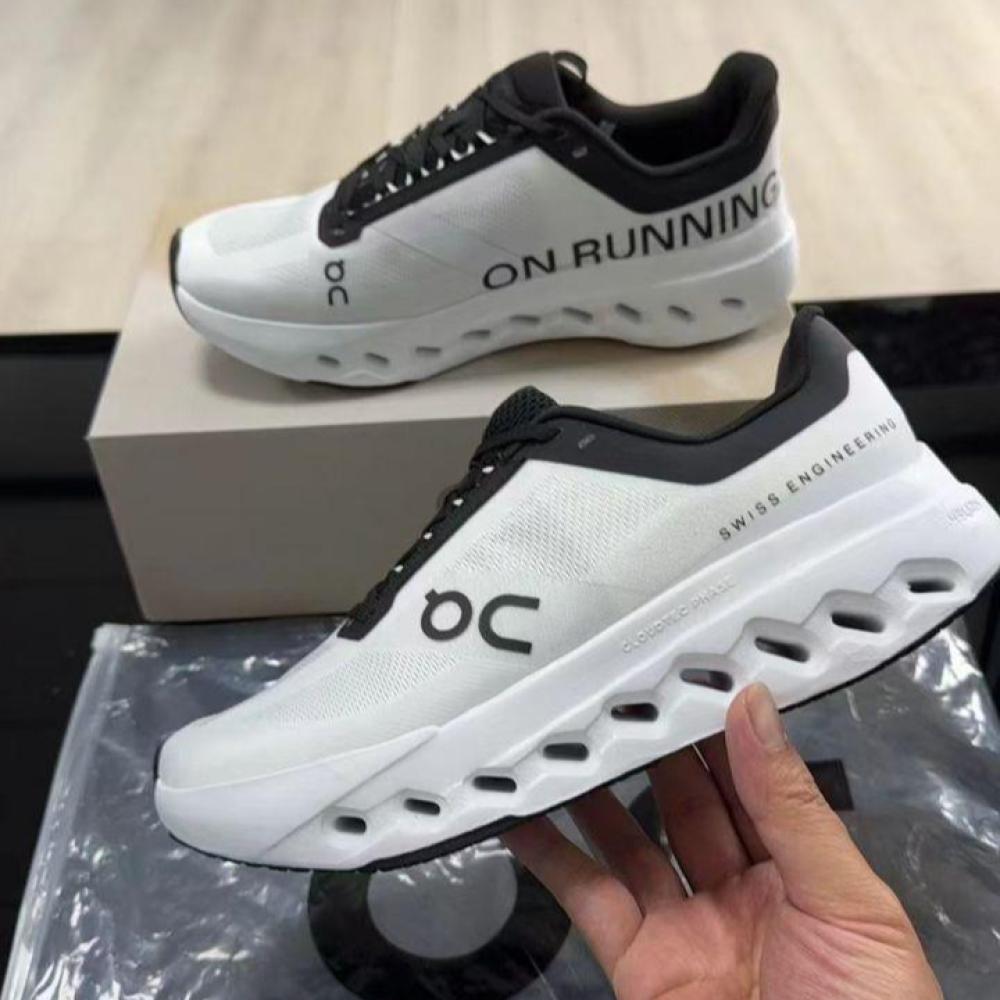 Unisex On Running Cloud Surfer Sport Shoes, White and Black