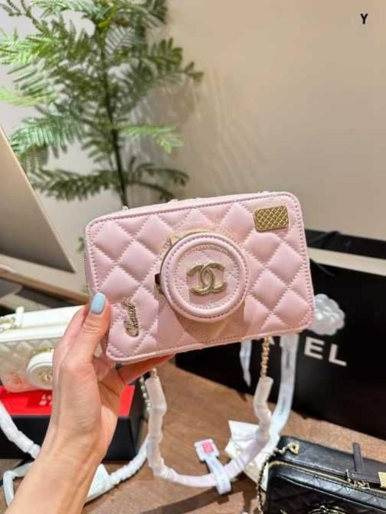 Chanel 19cm Camera Bag Pink and Gold