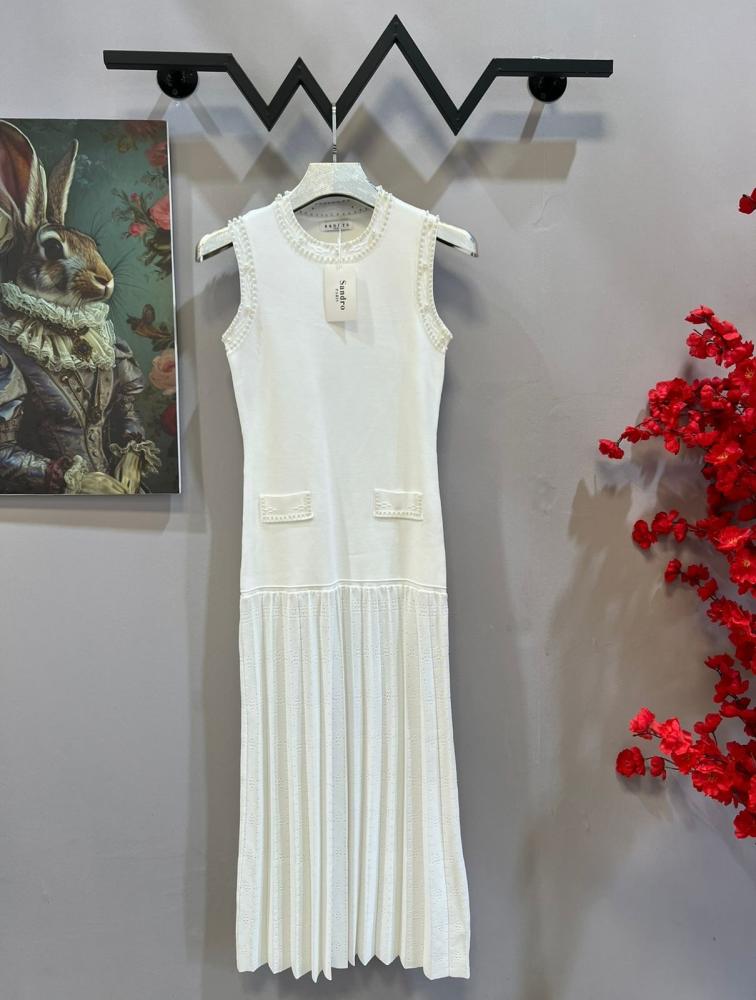 Sandro Women's Long Sleeveless White Dress