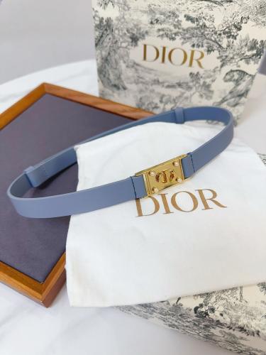 ローズ DIOR Women's Belt, Slim Fit, Blue Gold Leather - E-SEVEN STORE
