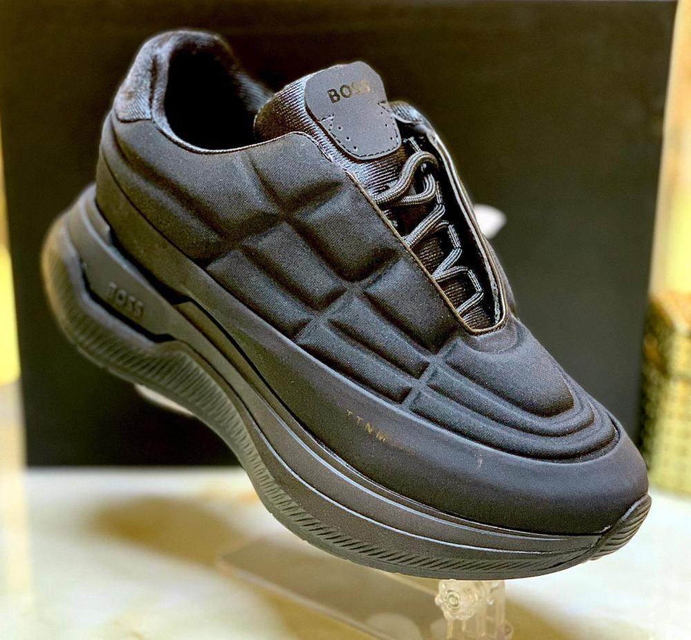 Hugo Boss Men's Black Void Quilted Sneakers Comfortable Sports Shoes