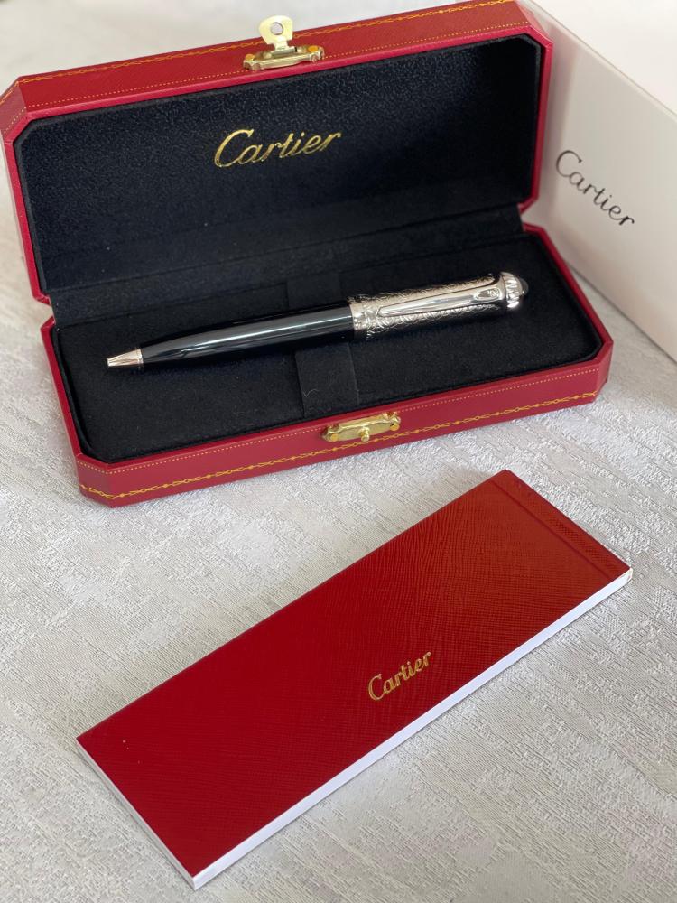 Cartier Press Ballpoint Pen for Offices in Silver and Black E