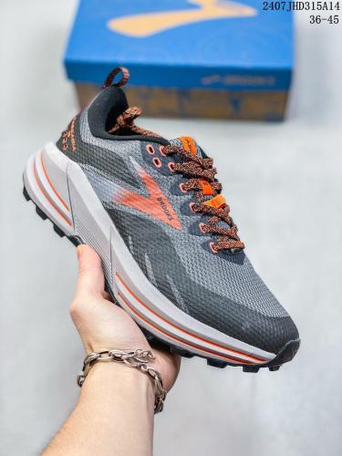 Brooks Cascadia 16 Running Shoes in Dark Grey Orange - E-SEVEN STORE