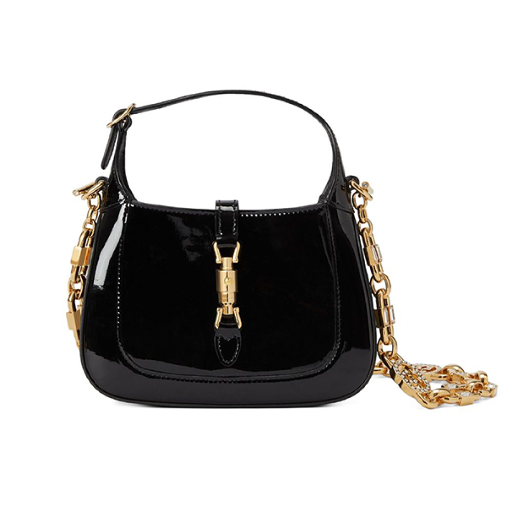 Gucci Jackie 19cm Black Patent Leather Bag