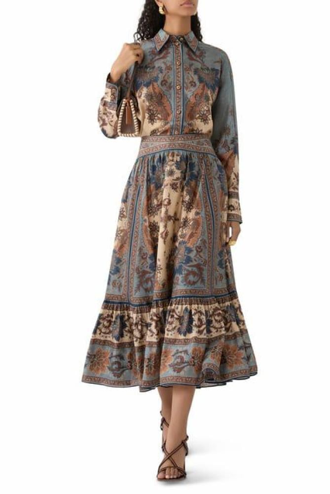 Zimmermann Women's Everyday Skirt Set with Printed Shirt - E