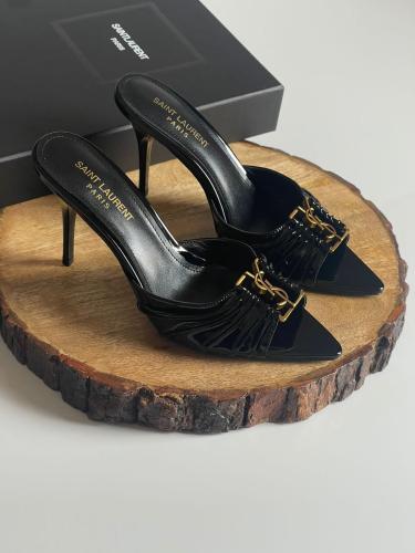 【人気商品★】Saint Laurent BABYLONE サンダル SAINT LAURENT Babylone logo-embellished leather sandals