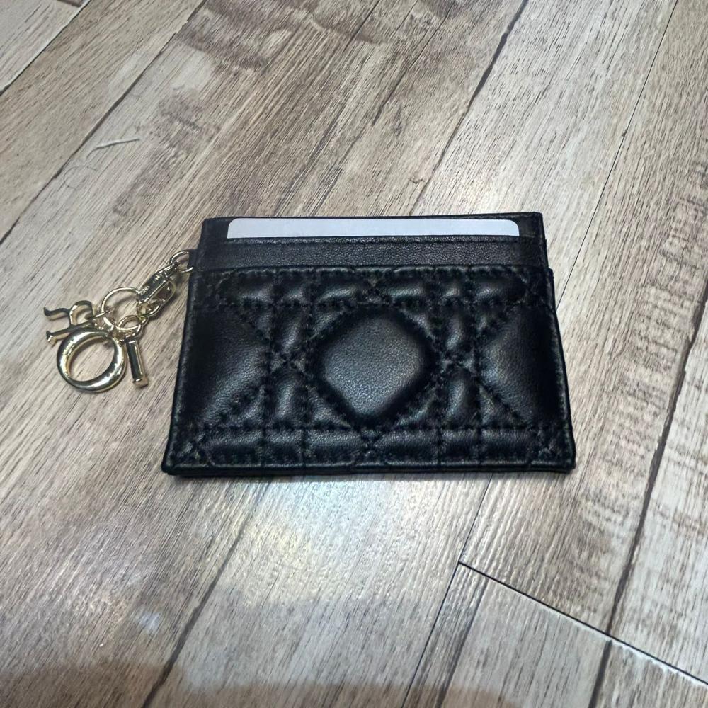 Dior Caro Freesia card holder with Cannage embroidery, black - E